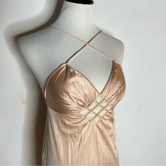 Champagne Maxi Slip Dress, Satin, Women’s Size XS - Picture 3 of 6